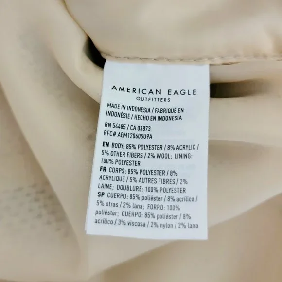 American Eagle Size Small Brushed Plaid Oversized Shacket Jacket Cream NWT $90 - Picture 16 of 16